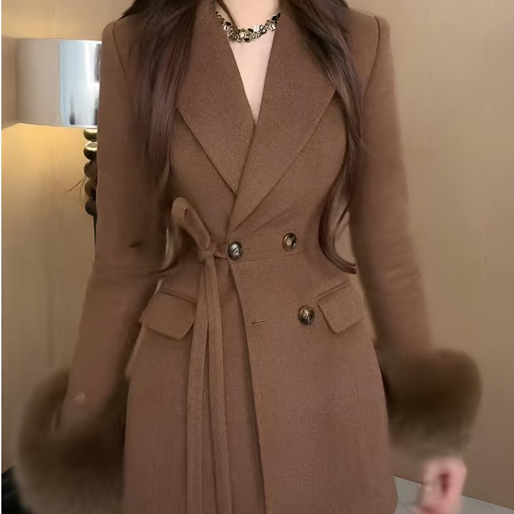 2025 Elegant Autumn/Winter Thickened Woolen Coat - Little Fragrance Style for Socialites