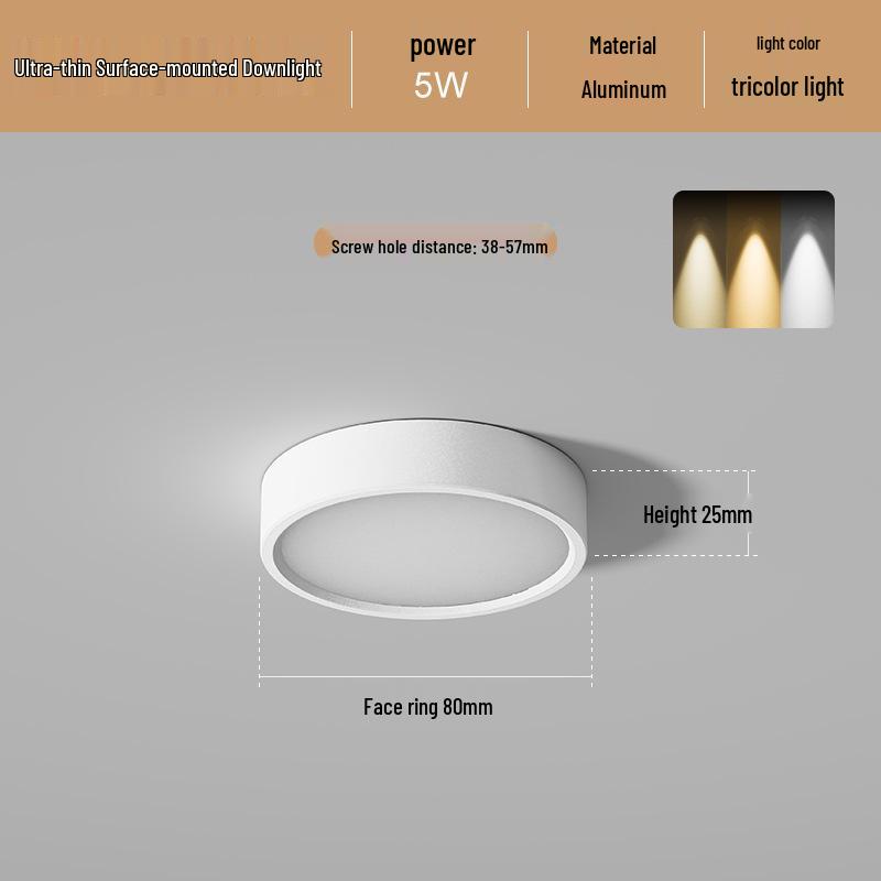 Ultradünne LED Aufbau Deckenleuchte Rund für Gänge, Flure, Eingangsbereiche - Stanzfreie Installation