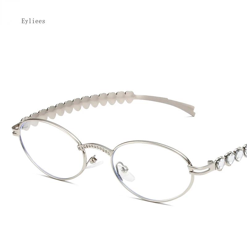 Damesolbriller med rhinsteiner Stilige ovale solbriller Vintage runde svarte solbriller Herre Bling Diamantsolbriller Luksusdesign Briller