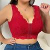 Red Front Closure Wireless Comfortable Gathering Plus Size Bra For Women