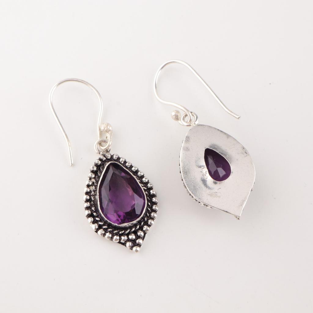 Amethyst Gemstone 925 Sterling Silver Handmade Jewelry Statement Women Earrings EE-164-12