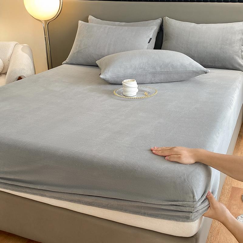 

Теплые и толстые эластичные простыни на резинке, однотонные, регулируемые, фланелевые, зимние чехлы для матрасов, бархатное постельное белье, размеры 90/160/180/200 160x200x25cm светло-серый