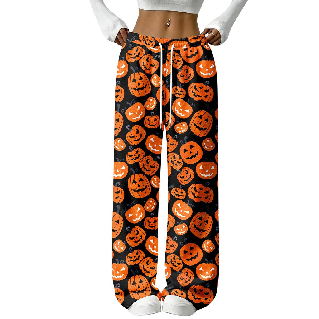 Women's Halloween Flannel Pajama Pants Straight Leg Holiday Loungewear Sleepwear