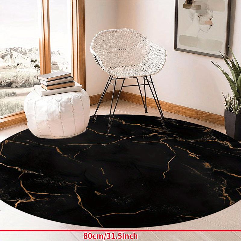 Luxury  Black Golden MarblePattern Round Shape Floor Mats Kitchen Hallway Runner Rug Bedroom Living Room Soft Carpet Non-slip Area Rug