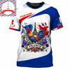 Französisches Flag Football T-Shirt für Herren 3D-Druck Hahn Rundhals-T-Shirts Benutzerdefinierter Name Streetwear Sommer Mode Trend Tee