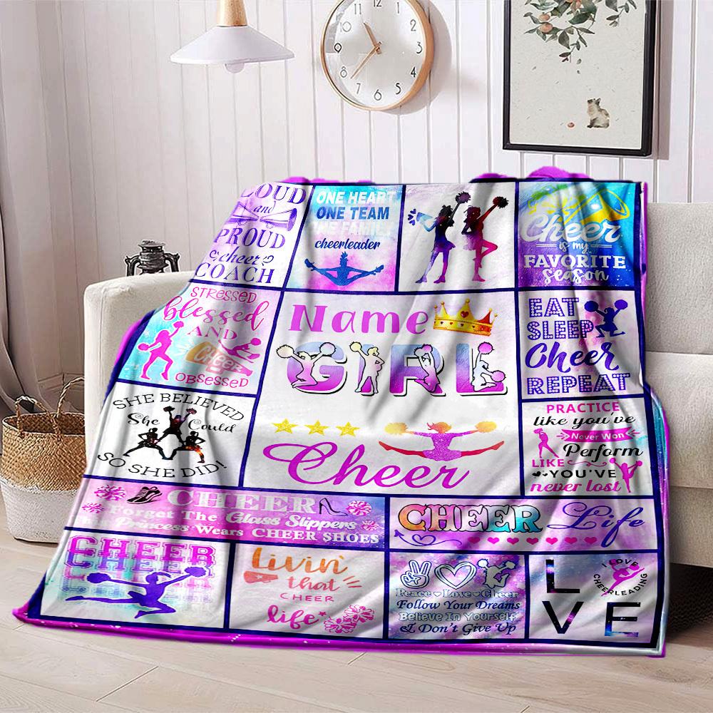 Cheerleading Theme Home Customize Your Name Blankets Comfortable Soft Lightweight Allseason Multipurpose Blanket For Picnics Sofas Offices Beds Living