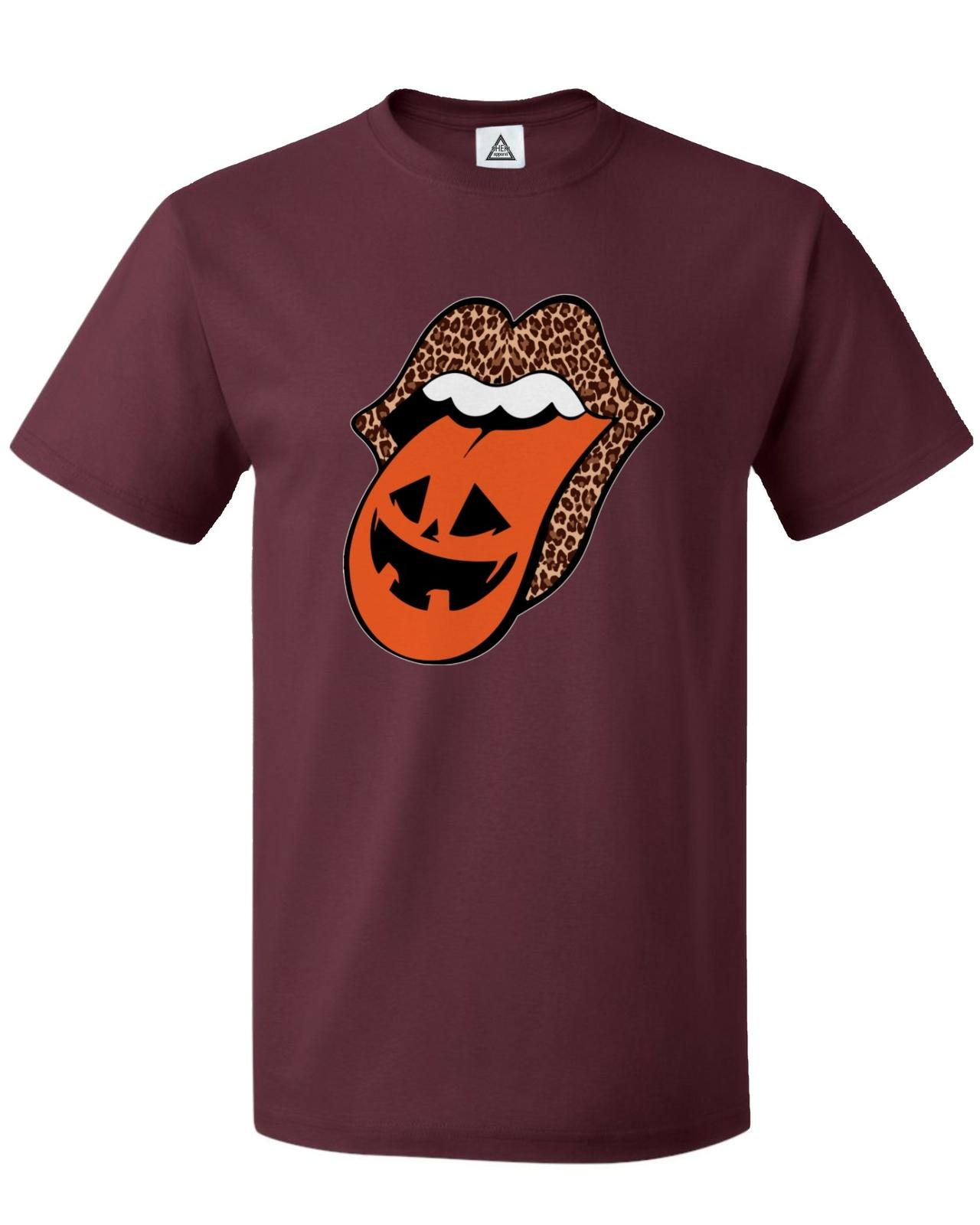Pumpkin Halloween Tongue Mouth Lips Logo Unisex Tee Tshirt S разноцветный