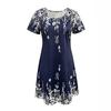 2026 Damen Sommer Neues Mode Print Rundhals Schulterfrei Kurzarm Kleid