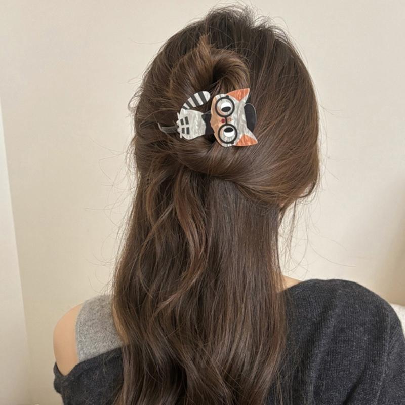 1PC Kitty Shaped Barrettes Nonslip Grip Lightweight Hair Accessories Acrylic Barrettes For Different Hairstyles