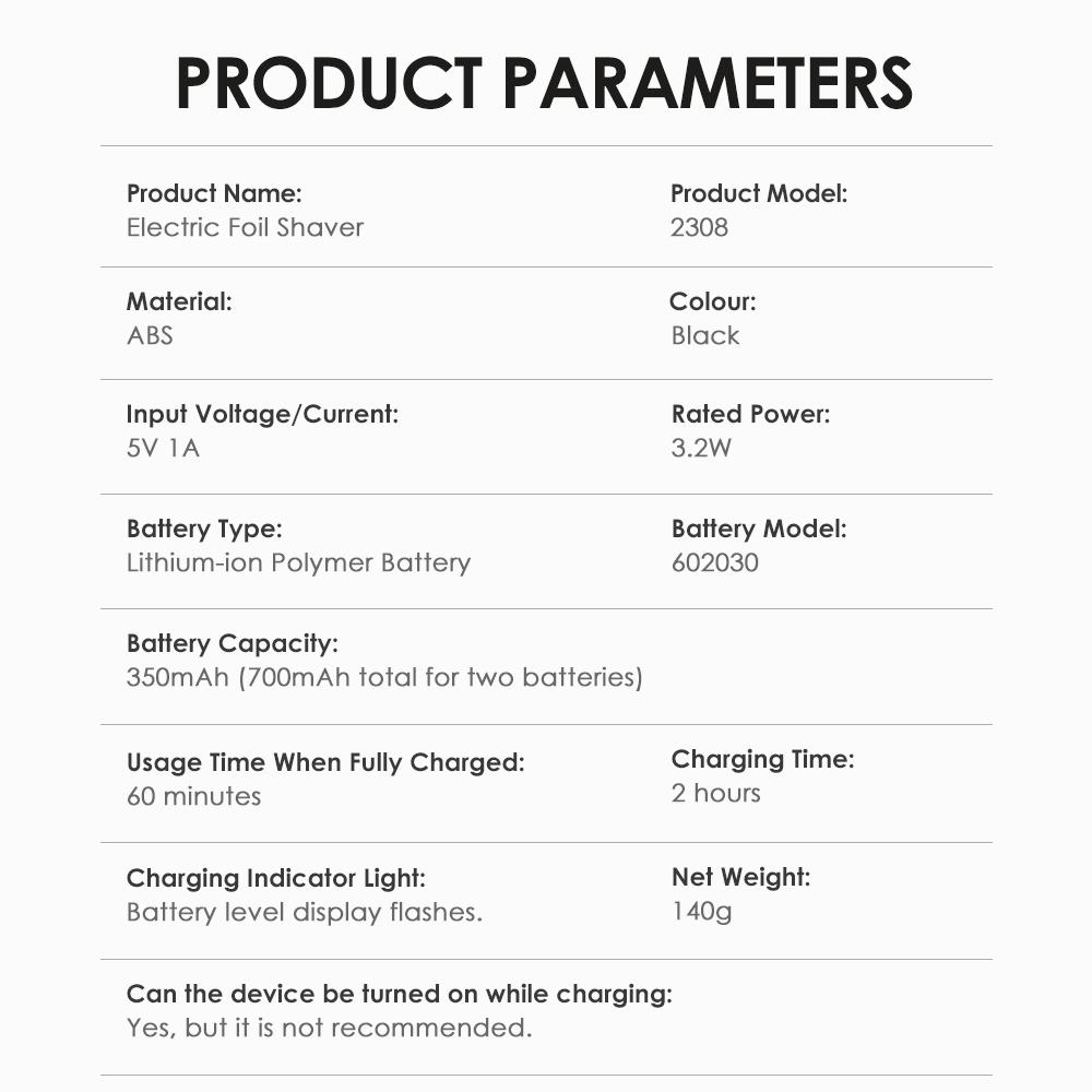 Cordless Electric Foil Shaver Home Appliances Travel Razors Washable Portable Shaving Machine for Men Trimmer 3 Floating Blade