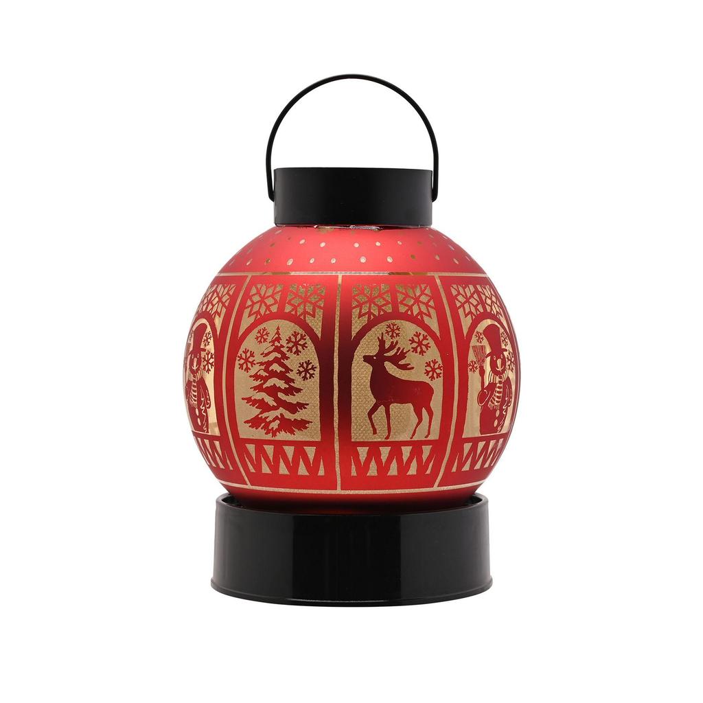 Regal Tidings Glass LED Round Lantern Christmas Windows