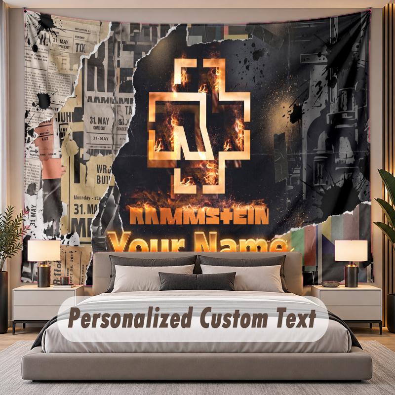 Custom Name Text Tapestry Rammstein Personalized Polyester Wall Tapestry For Bedroom And Room