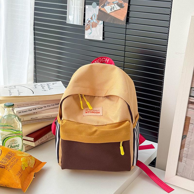 Kids' Candy Color Lightweight Backpack - Fashionable Color Block Design for Kindergarten Boys and Girls