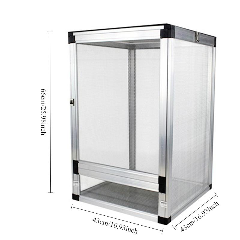 

43X43X66CM Aluminum Alloy Reptile Net Cage Terrarium Habitat Tank Climbing Box Chameleon Lizard Net Cage Breathable Cages