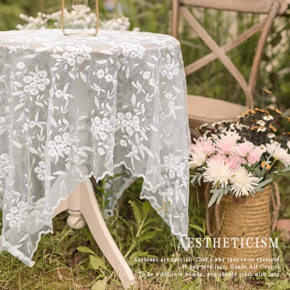 Coffee Table Tablecloth Lace Table Cloth Rectangular Fabric Tablecloth European Round Household Small Fresh Tablecloth Background Cover Towel