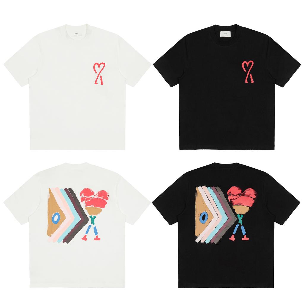 AMI Summer New Loose Plus Size Pure Cotton Printed Couple T-shirt