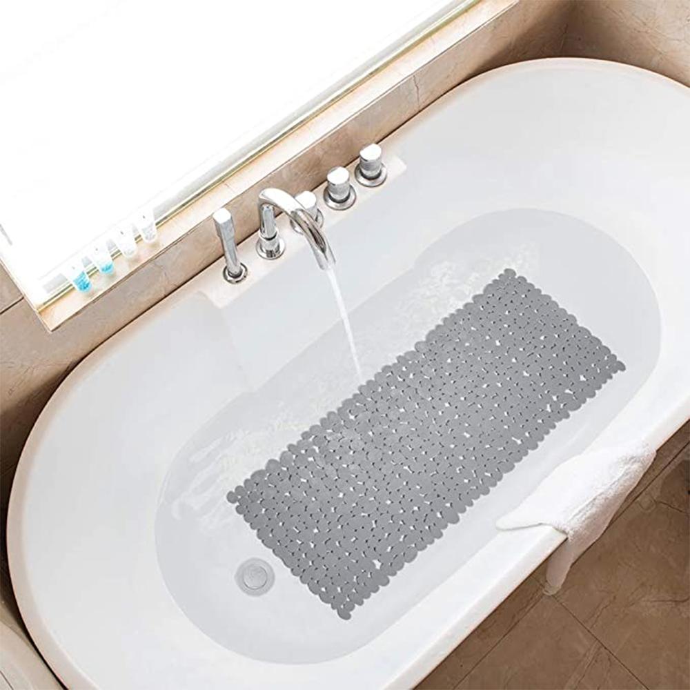 Non-Slip Pebble Bathtub Mat Machine Washable Eco PVC Bathroom Mat With Drain Holes Suction Cups Deep Foot Massage Shower Mat