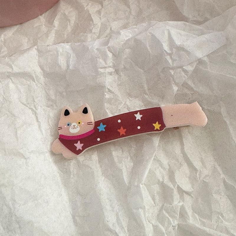 1PC Hairpin Gifts for Cat Lovers Cartoon Animal Theme Head Accessory Hair Clip Casual Cat Pattern Funny Multi-Color