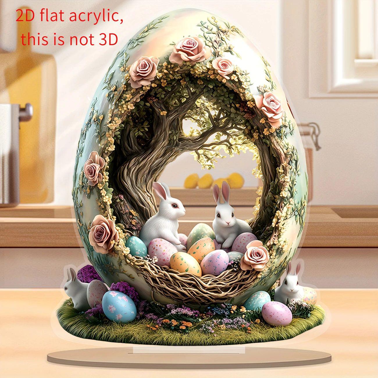 Bohemian Acrylic Rabbit Nest Easter Ornament