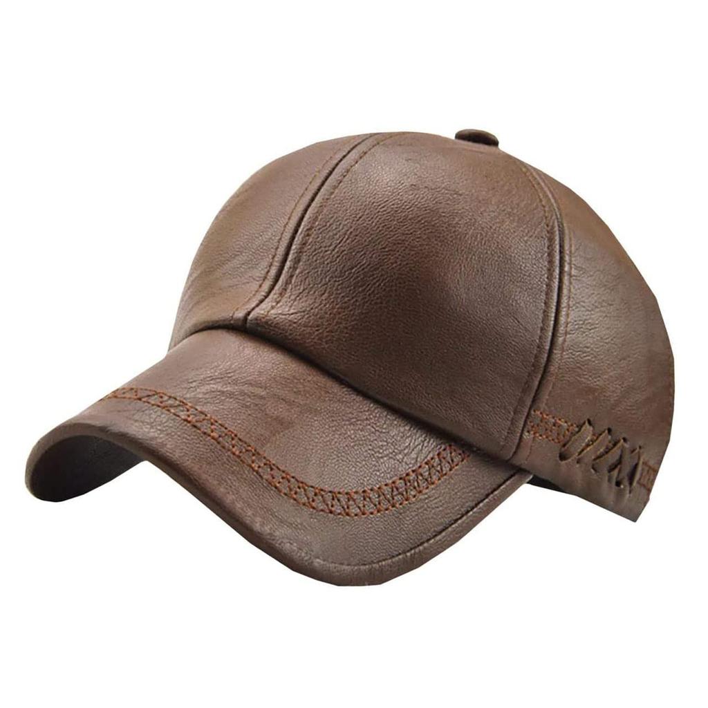 WHITE FANG Leather Plain Synthetic CA470 Cap, Leather, Leather, Casual, Stylish, Men's (Camel)