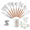 11-Piece Set: Silicone Kitchen Utensils with Lightweight Wooden Handles - Spatulas and Spoons