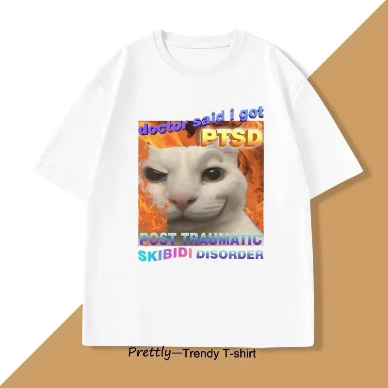 Funny Cat Skiddy Syndrome Tshirt for Women Silly Cat Tshirt Ugly and Stupid Tshirt A Gift for Cat Lovers Streetwear