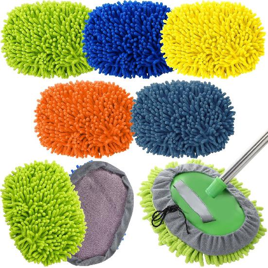 Layhit 5 Pcs Car Wash Mitt Set, Brush Not Included, Microfiber Mitt Cleaning Car Truck Washing Tools Kit RV Pickup Chenille Scratch разноцветный