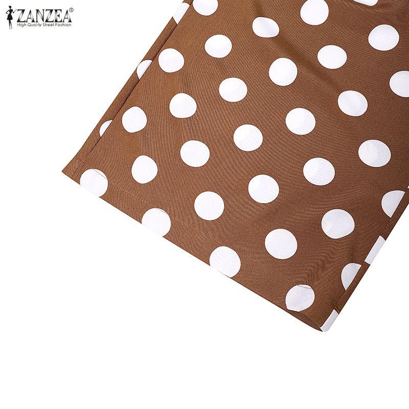 ZANZEA Tute lunghe da donna eleganti senza maniche con spalle scoperte e stampa pois