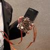Luxury Retro Leopard Print Leather Pearl Wristband Phone Case for SamSung Galaxy Z Flip 7 6 5 Crossbody Hand Strap Protect Cover