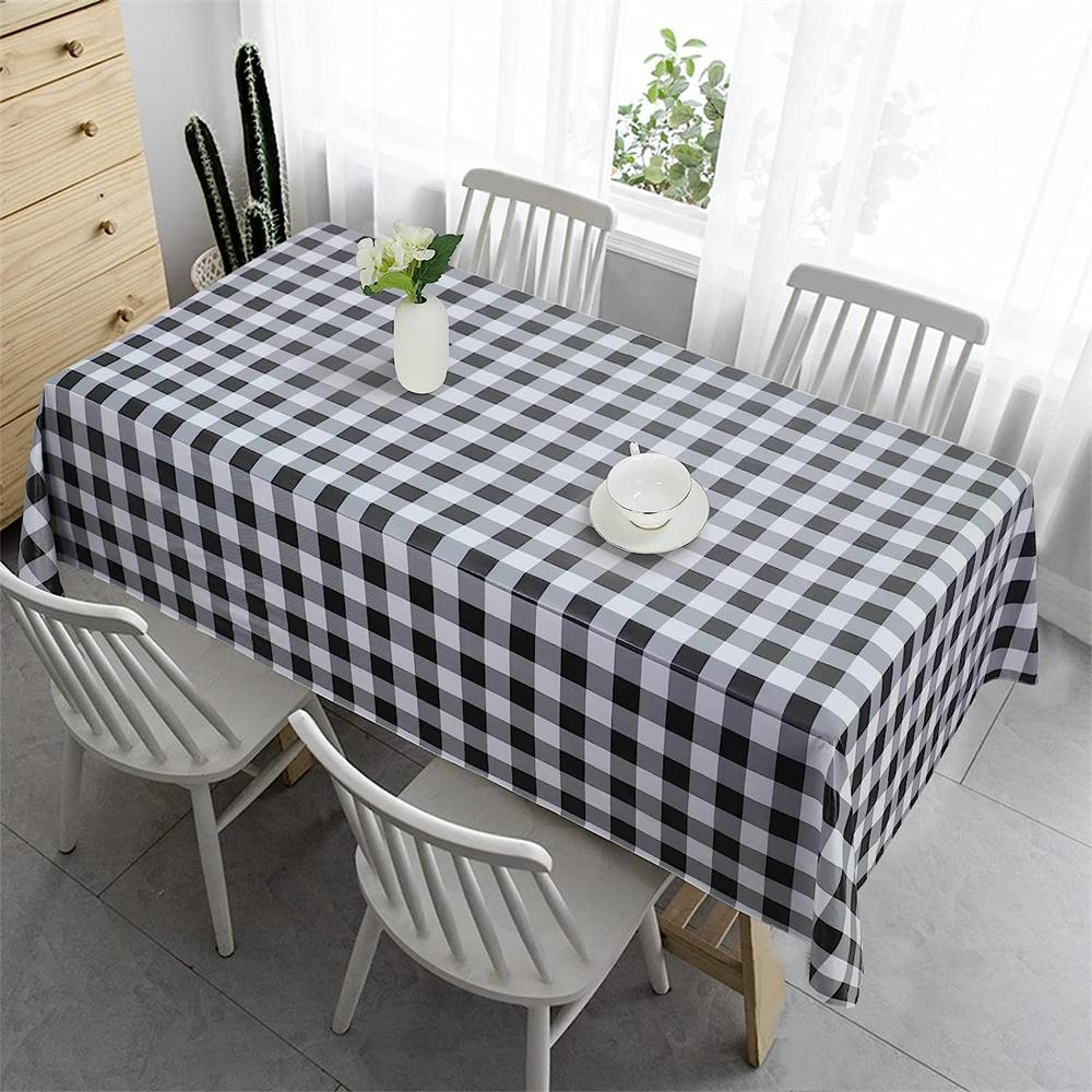 Зелено-белая клетчатая скатерть. Простая элегантная серая скатерть. Семейный сбор — фото 5