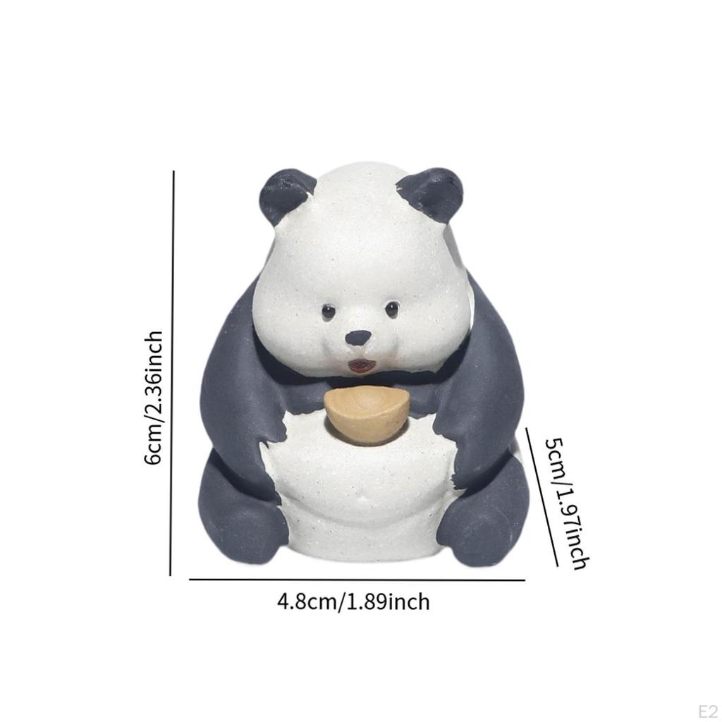 Tea Pet Panda Statue Miniature Bookshelf Desk Animal Figurine Trays Accessories for Table