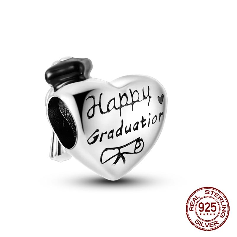 Inlaid Zircon Charm Beads Copper Color Love Heart Snake Dangle Fit Original Bracelet Charms Pendant Jewelry