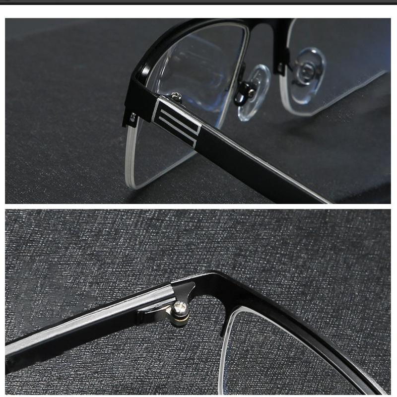 2PCS Metal Half Frame Myopia Glasses Square Myopia Glasses Men Women Anti Blue Light Myopia Eyewear Glasses Diopter 1.0 To 4.0
