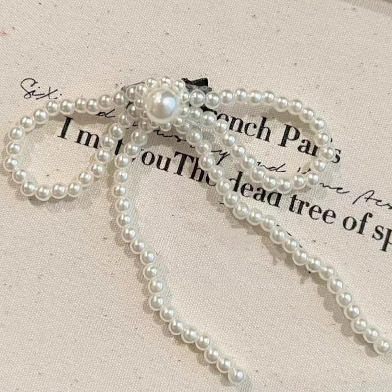 Artificial Pearls Bowtie Hairpin Duckbills Clip Barrettes Braids Clip Hair Decors