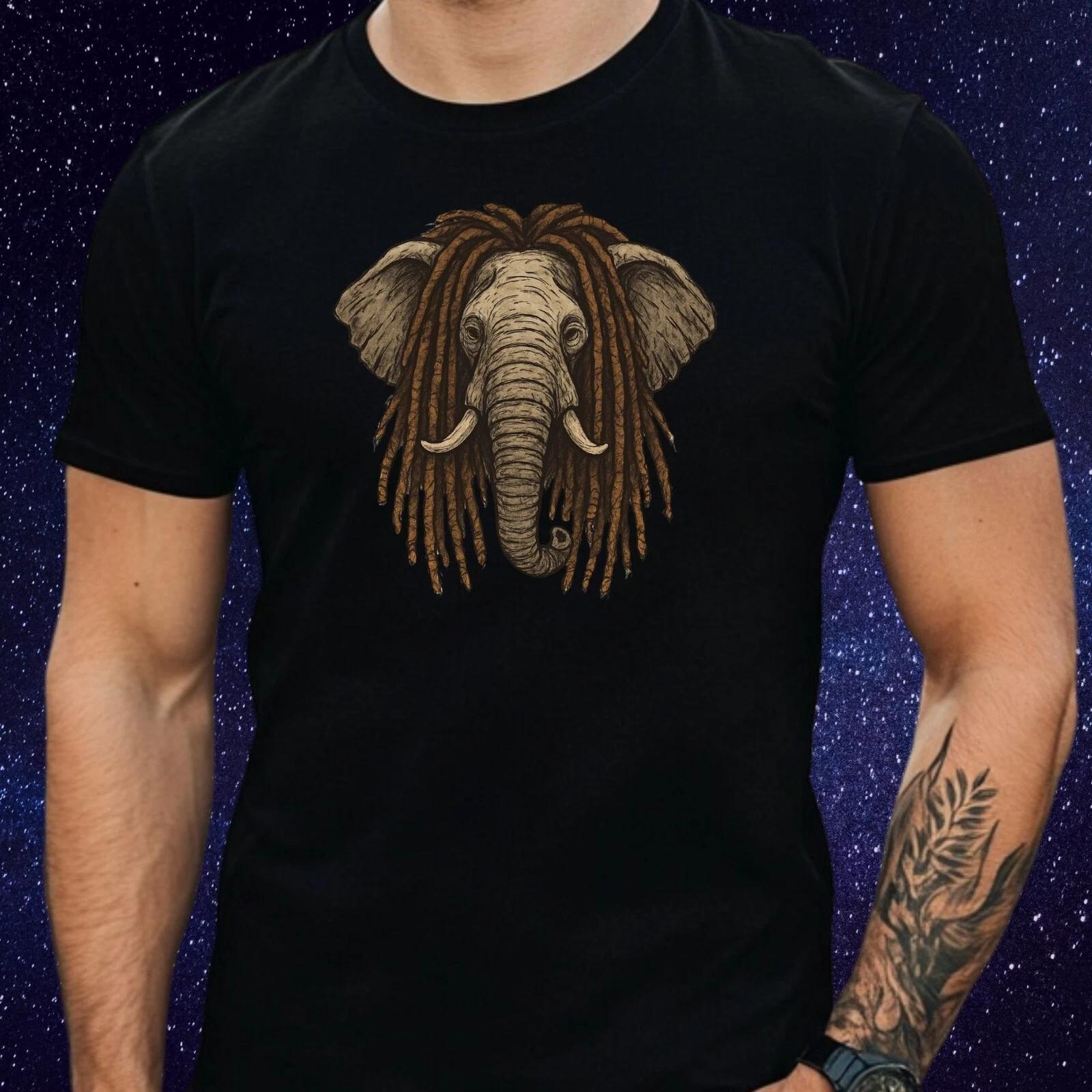 T-Shirt Herren Elefant mit Dreadlocks Motiv Baumwolle Größe S bis 5XL L