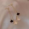 Korean Crystal Fan-Shaped Tassel Earrings in S925 Silver for Women