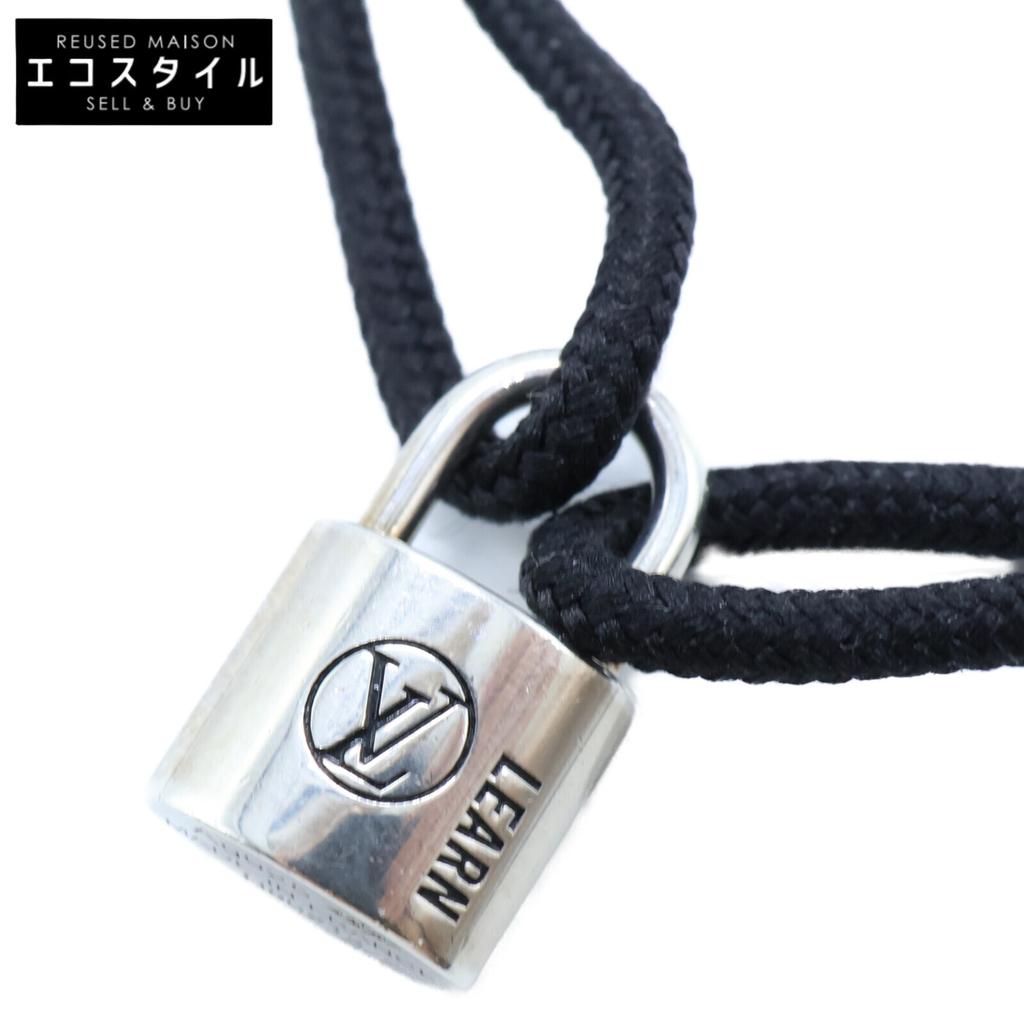 LOUIS VUITTON Q05942 Ag925 Padlock Charm Silver Lockit Learn Bracelet Silver / BlackUsed