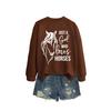 Womens Oversized Long Sleeve Hoodie Top With Horse Lover Graphic Print Cotton Blend Casual Sweatshirt Winter