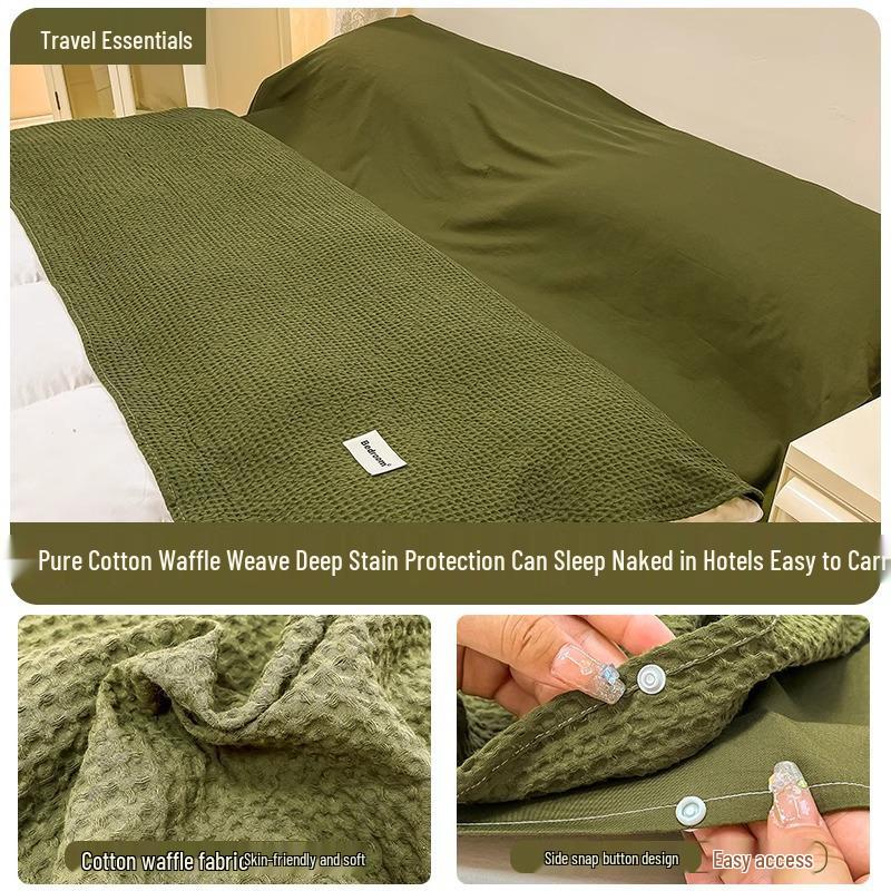 Cestovní spací pytel a povlak na přikrývku z čisté bavlny - Přenosný, Ochrana proti nečistotám, 3dílný pro služební cesty