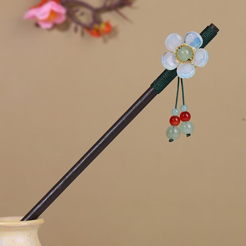 Vintage Tassel Wooden Hairpin for Women - Imitation Ebony Hanfu Accessory, Ancient Style Costume Hairpin