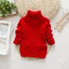 Maglione invernale da bambino, ragazza, in maglia spessa con collo alto e fondo a costine