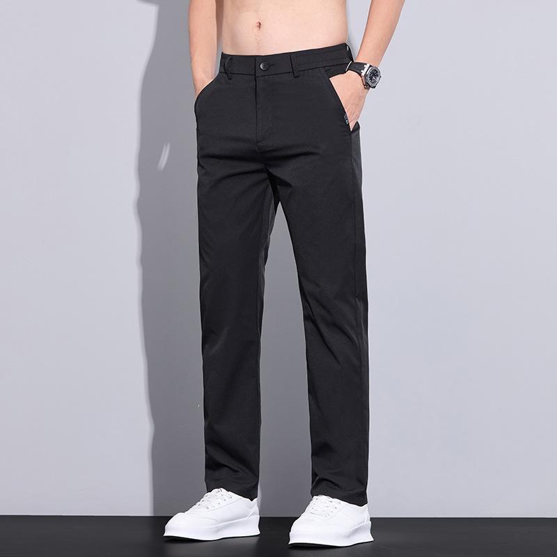 

Ультратонкие Эластичные Мужские Повседневные Брюки Летние Хлопковые Модные Приталенные Прямые Деловые Брюки Черные Серые Хаки 29 чёрный