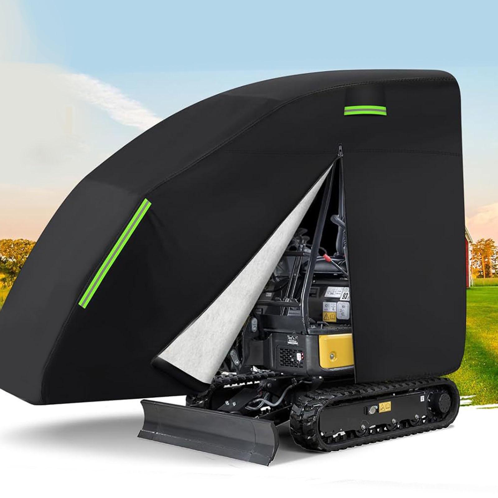 Copertura Mini Escavatore Adatta per Bobcat E20 1760-3530lbs Impermeabile Tessuto Oxford 210D Cerniera Accessori Esterni Nero Nuovo nero