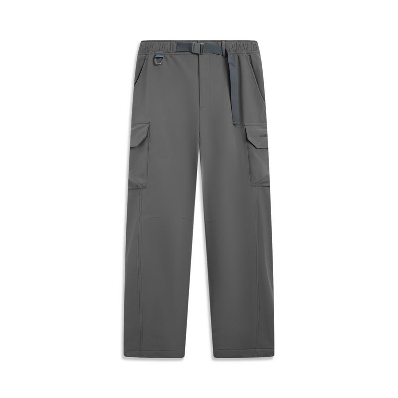 Li Ning Fleece Pants Men s Coal Smoke Gray Thickened AYKV589-1 XL
