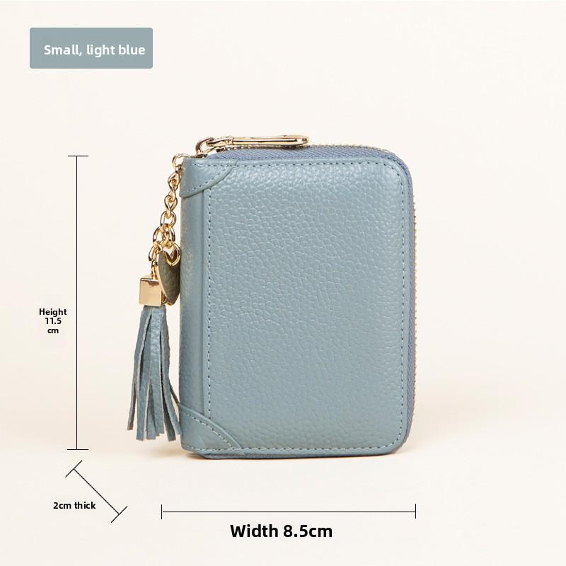 Card bag women's multi-card position wallet leather anti-theft RFID card holder zipper credit driver's license holder