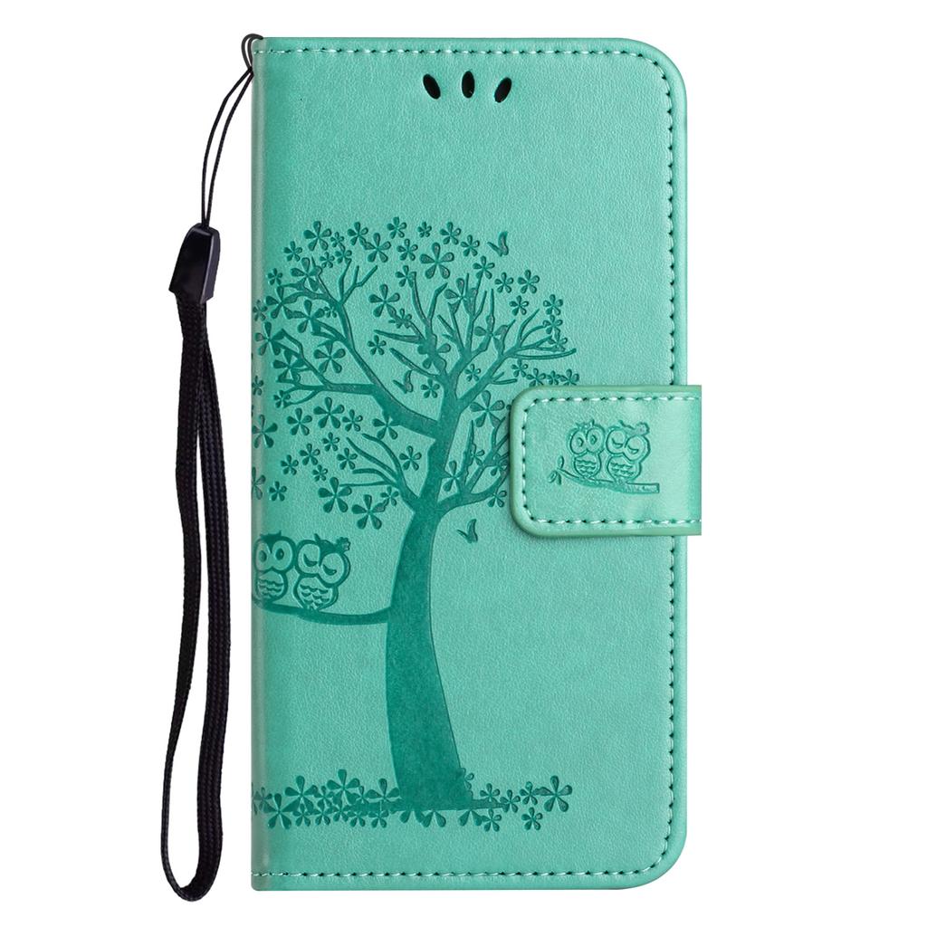 For Xiaomi Redmi 15 5G (Global) (169mm)/Poco M7 4G (169mm) Case PU Leather Owl Tree Imprinted Wallet Phone Cover with Strap