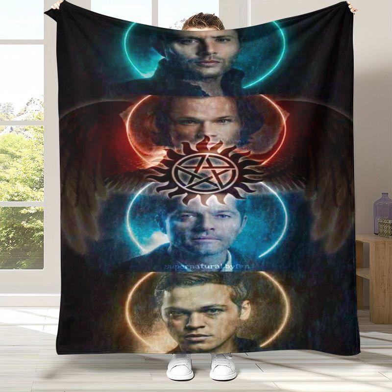 SPN Supernatural Dean Sam TV Flannel Blanket,Ultra Soft Warm Plush Throw for Home Bedroom Bed Sofa Cover Office Camping Picnic