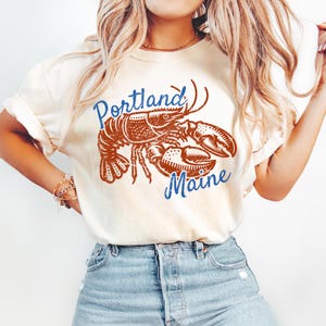 Portland Maine Shirt Lobster New England Tshirt Fisherunisex Aesthetic Tee Coastal Beach Tshirt Traveler Gift