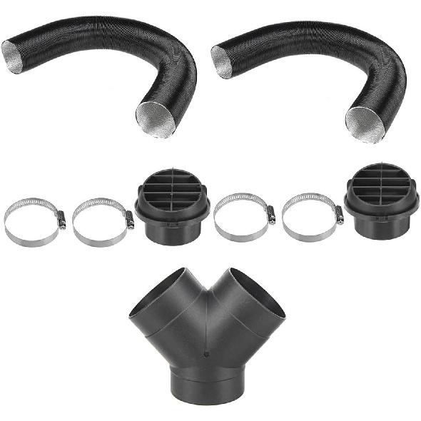 Diesel Parking Heater Set, TZUTOGETHER 75Mm Warm Heater Duct Pipe, Air Outlet, Y-Type Elbow & Clamps
