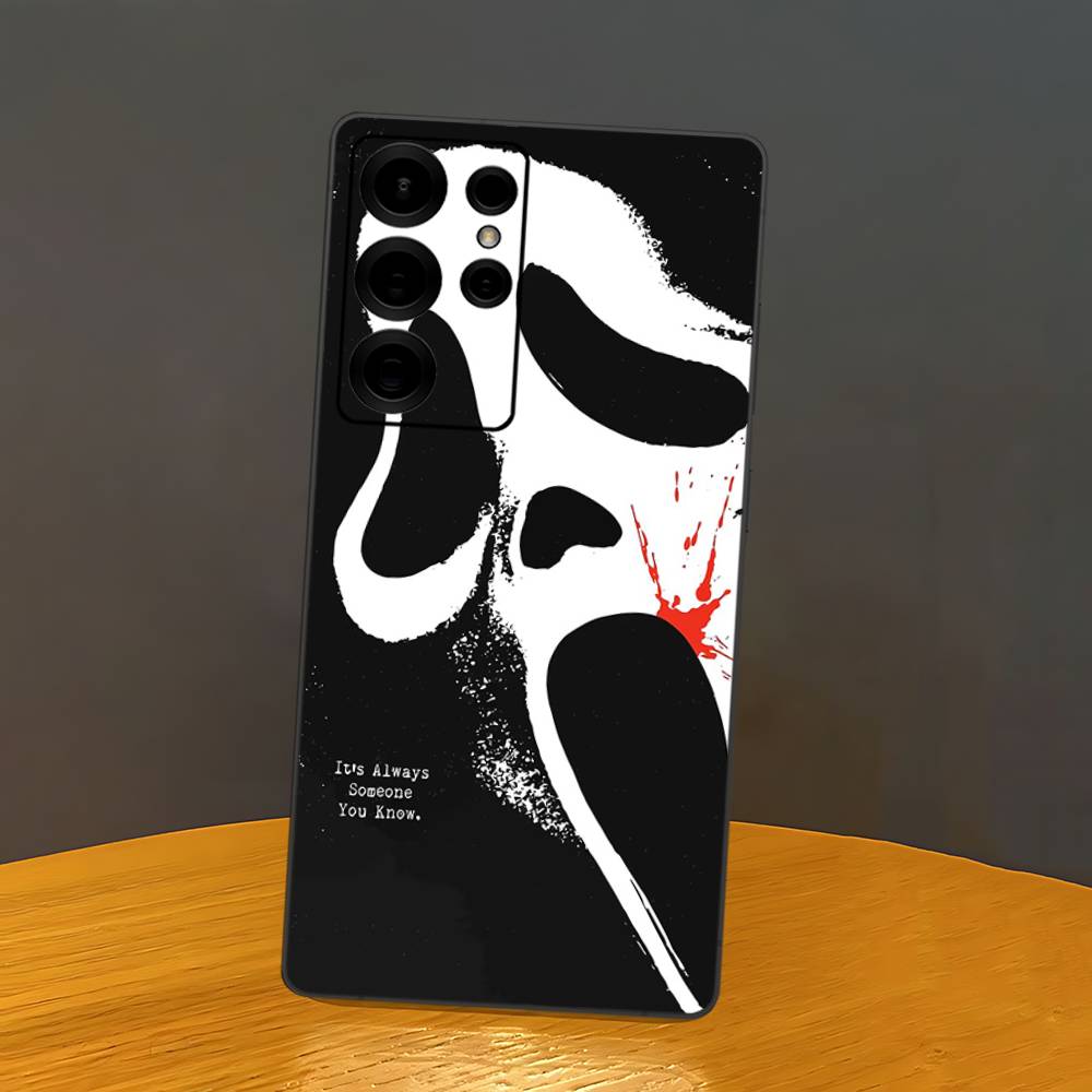 

Чехол для телефона Scream с призрачным лицом для Samsung S 20 21 22 23 Lite Plus Ultra Прозрачный чехол для мобильного телефона Funda Samsung S25PLUS